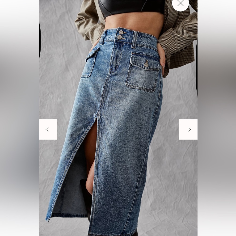 We The Free Madison Midi Denim Skirt Size 25